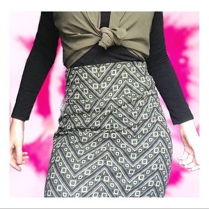 Charlotte Russe Olive Green Tribal Striped Skirt